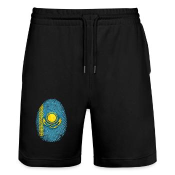 Kasachstan Fingerabdruck - Flagge & Heimat Wurzeln - Stanley/Stella Unisex Bio Joggingshorts Trainer  - Schwarz - Vorne - Nik (191cm) & Marisol (170cm)