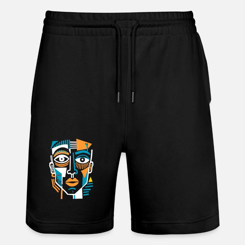 Buntes kubistisches Gesicht - Stanley/Stella Unisex Bio Joggingshorts Trainer  - Schwarz