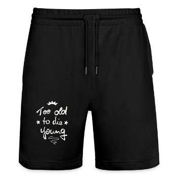 Too old to die young - Stanley/Stella Unisex Bio Joggingshorts Trainer  - Schwarz - Vorne - Nik (191cm) & Marisol (170cm)