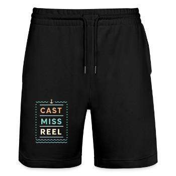 Miss Reel Nautical Pastel - Stanley/Stella Unisex Bio Joggingshorts Trainer  - Schwarz - Vorne - Nik (191cm) & Marisol (170cm)