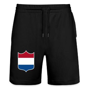 Pays-Bas - Short de jogging bio TRAINER Stanley/Stella unisexe - noir - Devant - Nik (191cm) & Marisol (170cm)