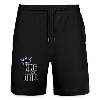 KING of the GRILL -- TROO designs - Stanley/Stella Trainer Unisex Organic Jogging Shorts - black - Front - Nik (191cm) & Marisol (170cm)