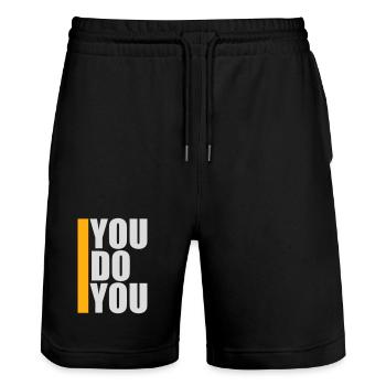 You Do You Funny Self-Confidence Freedom Logo - Stanley/Stella Trainer Unisex Organic Jogging Shorts - black - Front - Nik (191cm) & Marisol (170cm)