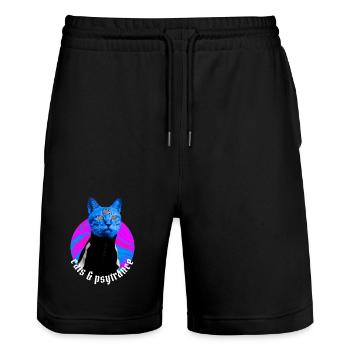 Cats & Psytrance - Rave outfit Psy trance - Stanley/Stella Trainer Unisex Organic Jogging Shorts - black - Front - Nik (191cm) & Marisol (170cm)