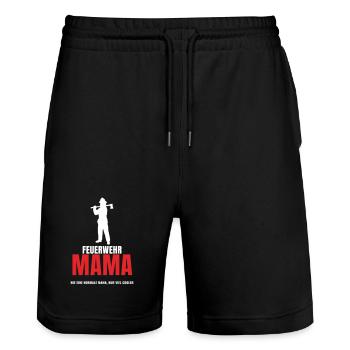 Feuerwehr Mama wie eine normale Mama nur cooler - Stanley/Stella Unisex Bio Joggingshorts Trainer  - Schwarz - Vorne - Nik (191cm) & Marisol (170cm)