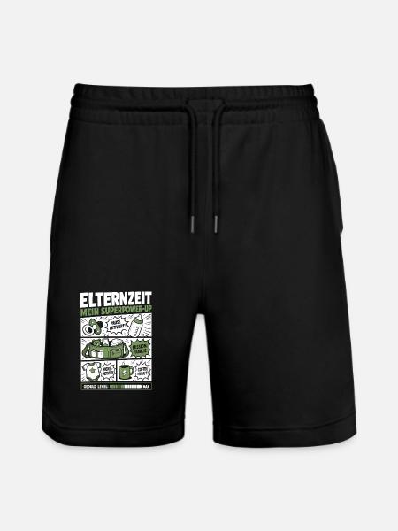 Elternzeit Mein Superpower-Up - Stanley/Stella Unisex Bio Joggingshorts Trainer - Schwarz