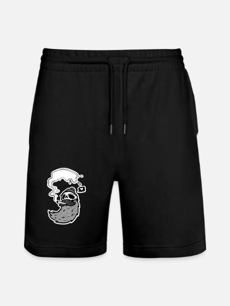 Surfer Skull – Skull with Wave & Heart - Stanley/Stella Trainer Unisex Organic Jogging Shorts - black