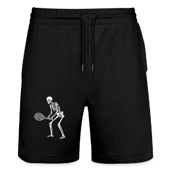 Skeleton spielt Tennis - Stanley/Stella Unisex Bio Joggingshorts Trainer  - Schwarz - Vorne - Nik (191cm) & Marisol (170cm)