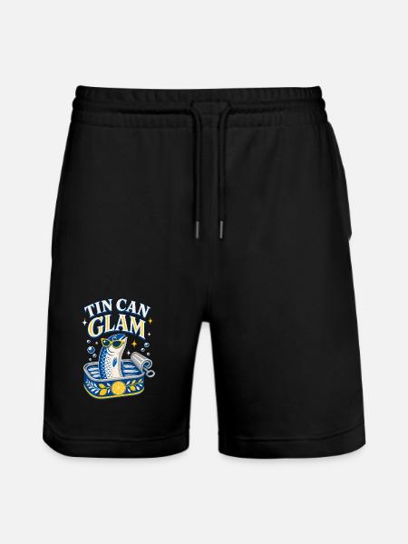 Tin Can Glam Sardines with Sunglasses - Stanley/Stella Trainer Unisex Organic Jogging Shorts - black