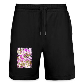 Neon Rosé Tie-Dye Swirl - Stanley/Stella Trainer Unisex Organic Jogging Shorts - black - Front - Nik (191cm) & Marisol (170cm)