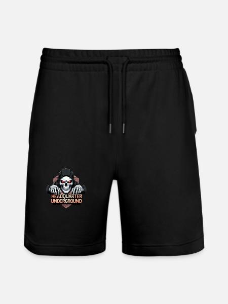 Gangster Skull, - Stanley/Stella Trainer Unisex Organic Jogging Shorts - black