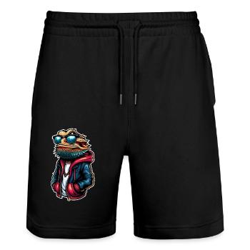 Bearded dragons - Stanley/Stella Trainer Unisex Organic Jogging Shorts - black - Front - Nik (191cm) & Marisol (170cm)