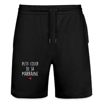 Petit Coeur De Sa Marraine - Humour Marraine - Short de jogging bio TRAINER Stanley/Stella unisexe - noir - Devant - Nik (191cm) & Marisol (170cm)