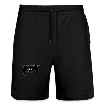 Halloween T-shirt Bat Spooky cute Shirt - Stanley/Stella Trainer Unisex Organic Jogging Shorts - black - Front - Nik (191cm) & Marisol (170cm)