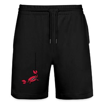 Drôle de crabe coupe une ligne de pêche avec une pince - Short de jogging bio TRAINER Stanley/Stella unisexe - noir - Devant - Nik (191cm) & Marisol (170cm)