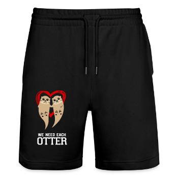 Otter love amoureux de la saint valentin amoureux - Short de jogging bio TRAINER Stanley/Stella unisexe - noir - Devant - Nik (191cm) & Marisol (170cm)
