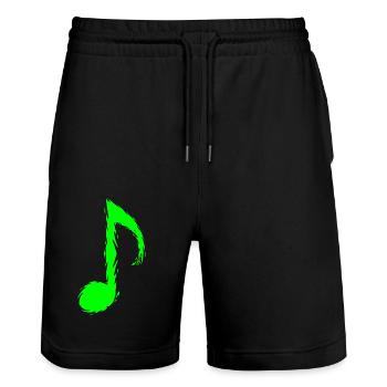 Music note Green. Light green. Vector - Stanley/Stella Trainer Unisex Organic Jogging Shorts - black - Front - Nik (191cm) & Marisol (170cm)