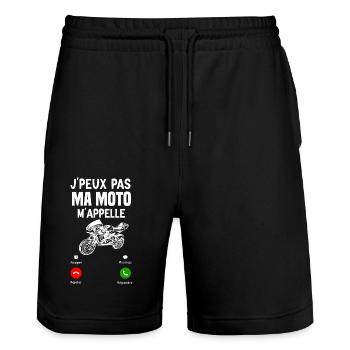 Cadeau Motard Humour Je Peux Pas Ma Moto M'appelle - Short de jogging bio TRAINER Stanley/Stella unisexe - noir - Devant - Nik (191cm) & Marisol (170cm)