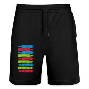 Beaucoup de crayons de cire cool design - Short de jogging bio TRAINER Stanley/Stella unisexe - noir - Devant - Nik (191cm) & Marisol (170cm)