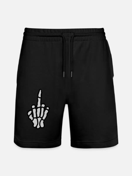Middle finger bone hand show - Stanley/Stella Trainer Unisex Organic Jogging Shorts - black