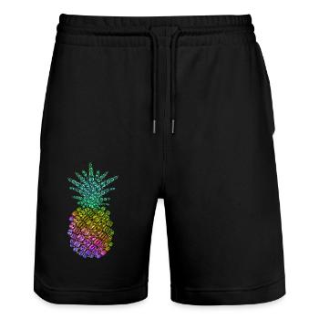 Edesletine Ananas - Stanley/Stella Unisex Bio Joggingshorts Trainer  - Schwarz - Vorne - Nik (191cm) & Marisol (170cm)
