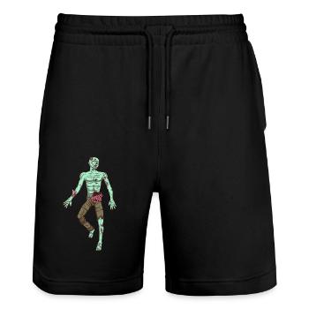 Zombie Laying On Ground - Stanley/Stella Trainer Unisex Organic Jogging Shorts - black - Front - Nik (191cm) & Marisol (170cm)