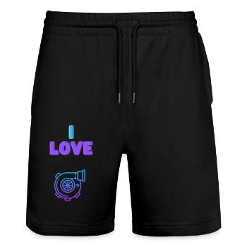 I love Turbo - Stanley/Stella Unisex Bio Joggingshorts Trainer  - Schwarz - Vorne - Nik (191cm) & Marisol (170cm)