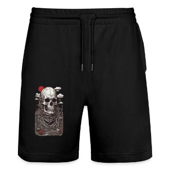 Gothic Skeleton Japan's Vintage Aesthetic - Stanley/Stella Trainer Unisex Organic Jogging Shorts - black - Front - Nik (191cm) & Marisol (170cm)