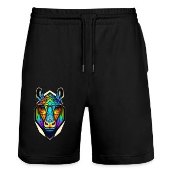Zebra - Stanley/Stella Unisex Bio Joggingshorts Trainer  - Schwarz - Vorne - Nik (191cm) & Marisol (170cm)
