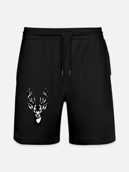 Hirsch | Hirschgeweih | Hirschkopf - Stanley/Stella Unisex Bio Joggingshorts Trainer - Schwarz