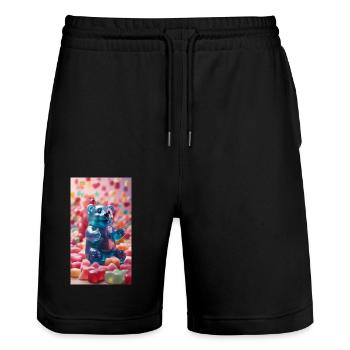 Giant pastel gummy bears - Stanley/Stella Trainer Unisex Organic Jogging Shorts - black - Front - Nik (191cm) & Marisol (170cm)