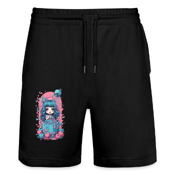 Gothique Kawaii Milkshake Anime Goth Design - Short de jogging bio TRAINER Stanley/Stella unisexe - noir - Devant - Nik (191cm) & Marisol (170cm)