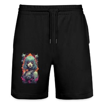 Fille gothique esthétique occulte Vaporwave Design - Short de jogging bio TRAINER Stanley/Stella unisexe - noir - Devant - Nik (191cm) & Marisol (170cm)
