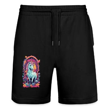 Licorne pastel magique meilleur ami pour les filles - Short de jogging bio TRAINER Stanley/Stella unisexe - noir - Devant - Nik (191cm) & Marisol (170cm)