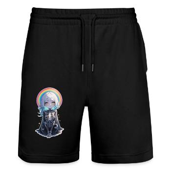 halloween - rock et arc en ciel - Short de jogging bio TRAINER Stanley/Stella unisexe - noir - Devant - Nik (191cm) & Marisol (170cm)