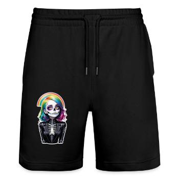 halloween - rock et arc en ciel - Short de jogging bio TRAINER Stanley/Stella unisexe - noir - Devant - Nik (191cm) & Marisol (170cm)