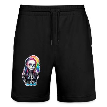 halloween - rock et arc en ciel - Short de jogging bio TRAINER Stanley/Stella unisexe - noir - Devant - Nik (191cm) & Marisol (170cm)