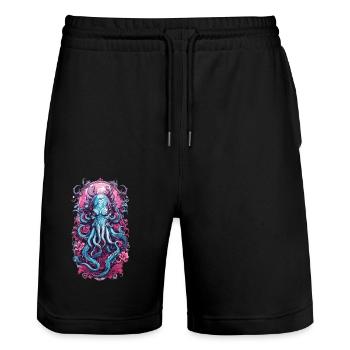 Occulte Kraken monstre Halloween Goth Design - Short de jogging bio TRAINER Stanley/Stella unisexe - noir - Devant - Nik (191cm) & Marisol (170cm)