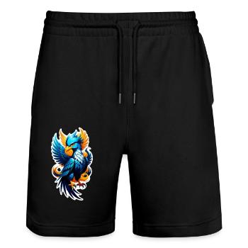 phenix - phoenix - oiseau de feu - Short de jogging bio TRAINER Stanley/Stella unisexe - noir - Devant - Nik (191cm) & Marisol (170cm)