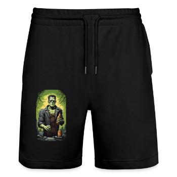 Spooky Beer Drinker Monster Halloween Design - Stanley/Stella Trainer Unisex Organic Jogging Shorts - black - Front - Nik (191cm) & Marisol (170cm)