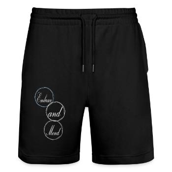funny humor emotional healing birthday present - Stanley/Stella Trainer Unisex Organic Jogging Shorts - black - Front - Nik (191cm) & Marisol (170cm)