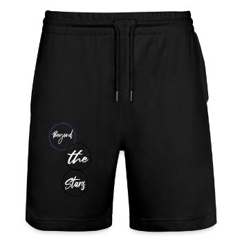 exploration quotes birthday present idea - Stanley/Stella Trainer Unisex Organic Jogging Shorts - black - Front - Nik (191cm) & Marisol (170cm)
