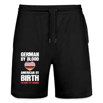 American German - Stanley/Stella Trainer Unisex Organic Jogging Shorts - black - Front - Nik (191cm) & Marisol (170cm)