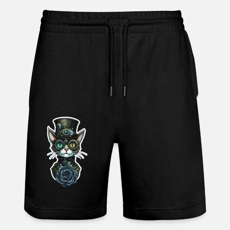 Steampunk Katze schwarze Rose Gothic - Stanley/Stella Unisex Bio Joggingshorts Trainer  - Schwarz