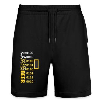 LOVE BEER BINARY 400 - Stanley/Stella Unisex Bio Joggingshorts Trainer  - Schwarz - Vorne - Nik (191cm) & Marisol (170cm)