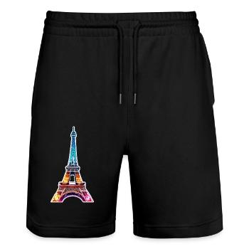 Eiffel tower #12 - Short de jogging bio TRAINER Stanley/Stella unisexe - noir - Devant - Nik (191cm) & Marisol (170cm)