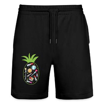 Kosmetikerin Ananas - Stanley/Stella Unisex Bio Joggingshorts Trainer  - Schwarz - Vorne - Nik (191cm) & Marisol (170cm)