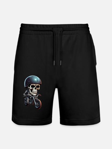 Biker Skeleton - Stanley/Stella Trainer Unisex Organic Jogging Shorts - black