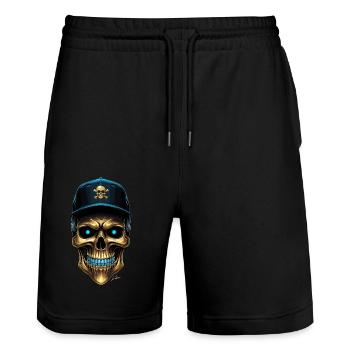 Crâne urbain casquette baseball - Short de jogging bio TRAINER Stanley/Stella unisexe - noir - Devant - Nik (191cm) & Marisol (170cm)
