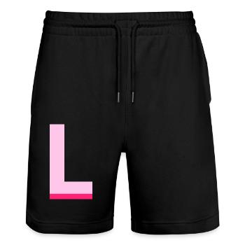 Pop und moderner rosa Buchstabe l - Stanley/Stella Unisex Bio Joggingshorts Trainer  - Schwarz - Vorne - Nik (191cm) & Marisol (170cm)